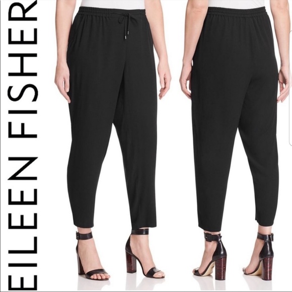 Eileen Fisher Silk Drawstring Ankle Pants Size XL - Picture 1 of 3